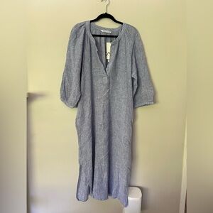 Zara 100% Linen Chambray Blue Cover-up | Size XXL NWT